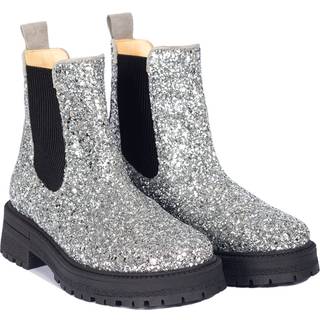 Angulus Chelsea Støvle Sølv Glitter Med Chunky Tracksål - Str. 38