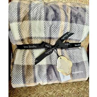 Vera Bradley Women's Fleece Plush Through Tæppe pejs Plaid Neutral 80 X 50