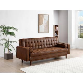 Sovesofa clic-clac-seng i brun vintage mikrofiber ELEANOR II