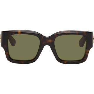 Gucci Kvinde GG1663S 002 Solbriller Acetat Havana Grøn Firkantet