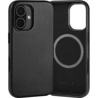 iPhone 16 Leather Slimline Bumper Case (MagSafe Compatible) - Black