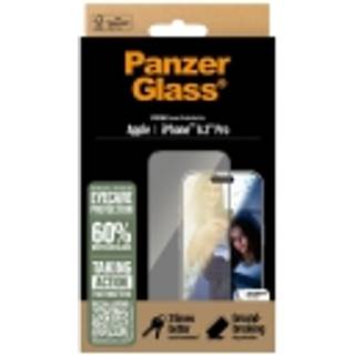 iPhone 16 Pro PanzerGlass Ultra Wide Fit Beskyttelsesglas m. EasyAligner - EyeCare - Diamond Strength - Gennemsigtig / Sort Kant