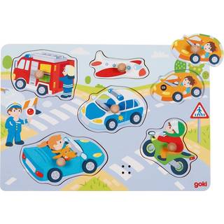 Goki Wooden Stud Puzzle Vehicles with Sound 6 pcs. Wood