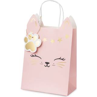 1 stk. Gavepose med Kattepotetryk - Farvemix 18x10,5x27,5 cm - Til Katteentusiaster