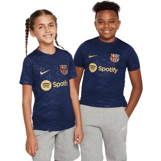 FC Barcelona Academy Pro Home Nike opvarmningstrøje til fodbold med korte ærmer til større børn - blå - S