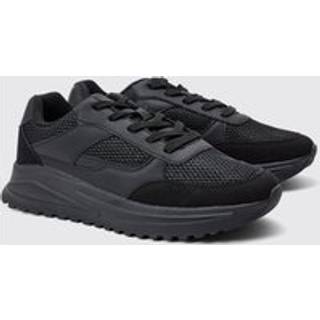 Mens Black Tech Mesh Runner Trainer