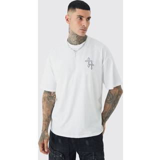 Mens Tall Cross Embroidered T-shirt In White