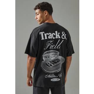 Mens Black Man Active Track & Field Oversized T-shirt
