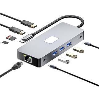 NÖRDIC 1 til 10 USB-C dockingstation 2xHDMI 4K60Hz 3xUSB3.0, 1xUSB-C, 1xRJ45 GigaLan, 1xPD100W, 1xSD & 1xMicroSD