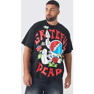 Mens Black Plus Oversized Grateful Dead Large Scale License Print T-Shirt