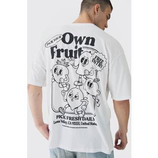 Mens White Tall Oversized Fruit Graphic T-Shirt