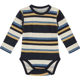 Hust&Claire GOTS Buster Babybody Beige Melange 92 cm  Marineblå  92 cm  mand