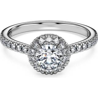Eternity Strahlenkranz-Solitärring, Im Labor gezüchtete Diamanten 0,8 ct tw, Runde Form, 18K Weißgold