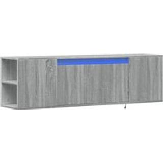 væghængt tv-bord med LED-lys 135x31x39,5 cm grå sonoma-eg