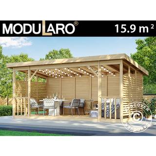 Havepavillon /Havepavillon i træ Sion, 5,6x2,84x2,64m, 15,9m², Natur