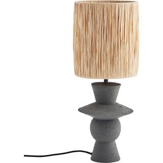 Madam Stoltz Bordlampe / Jern Grå - Bordlamper Raffia Nature - 166-2579