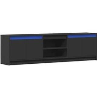 tv-bord med LED-lys 180x34x50 cm konstrueret træ sort