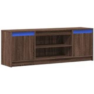 tv-bord m. LED-lys 139,5x34x50 cm konstrueret træ brunt eg