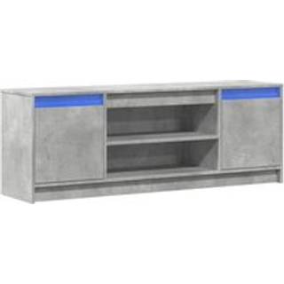 tv-bord med LED-lys 139,5x34x50 cm konstrueret træ betongrå