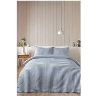 Catherine Lansfield Catherine Lansfield Chambray Blue Brushed Stripe Cotton Reversible Duvet Cover Set