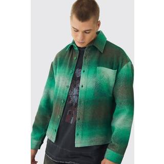 Mens Green Regular Fit Brushed Check Overshirt