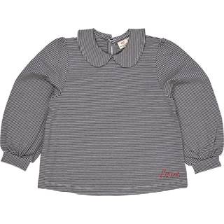 Copenhagen Colors Striped Blouse w Collar Ls  Navy/Cream Stripe 122 cm  Marineblå  122 cm  Unisex