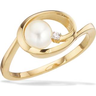 Scrouples - Guld ring i 8kt med perle og sten - 714673