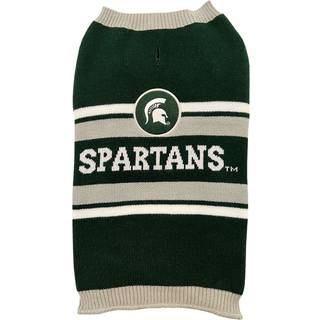 NCAA Michigan State Spartans Dog Sweater Størrelse stor. Varm og hyggelig striket kæledyr sweater med NCAA Team Logo Bedste hvalpekweater til sto