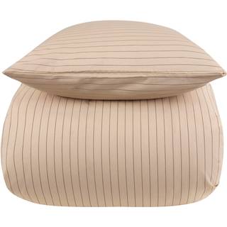 King size sengetøj 100% bomuld - 240x220 cm - Sand stribet sengesæt - Nordstrand Home dynebetræk