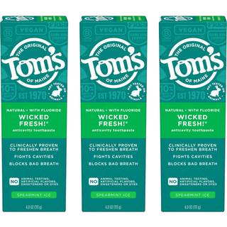 Tom's of Maine Wicked Fresh! Naturlig antikavitet tandpasta med fluor Spearmint 3 Pack 4,0 oz