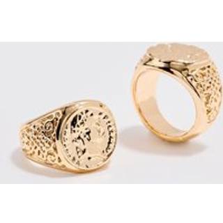 Mens 2 Pack Signet Rings In Gold