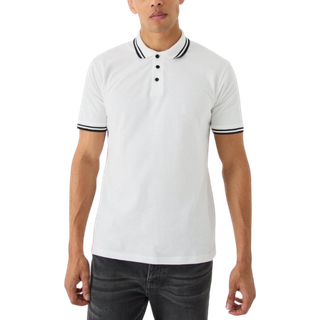 Mens White Slim Tipped Pique Golf Polo