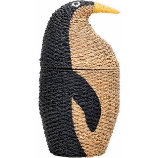 Bloomingville Tazia opbevaringskurv med låg 69xØ37 cm. Sort