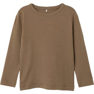 Noe Langærmet T-shirt, Walnut, 86 cm