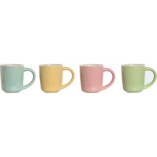 Dele kaffekopsæt Home ESPRIT Gul Blå Grøn Pink Porcelæn 90 ml 4 Dele