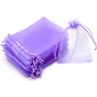 Bezall 100pcs 3,5x4,5 inches Organza tasker Tegn -smykkemesh Gaveposer Bryllupsfest favoriserer slikposer tomme poserposer (lys lilla)