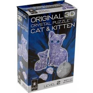 Forvirret originalt 3D-krystalpuslespil - Cat & Kitten Clear - Sjov, men udfordrende hjernetrim, der vil teste dine evner og fantasi for alderen