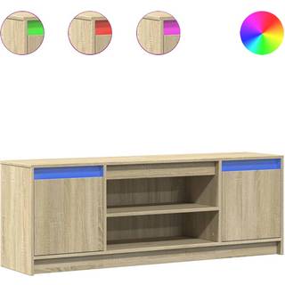 Tv-Bord Med Led-Lys 100X34X50 Cm Konstrueret Træ - 139.5 cm / Sonoma-eg