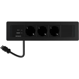 Deltaco OFFICE Power Strip - 3 Outlets