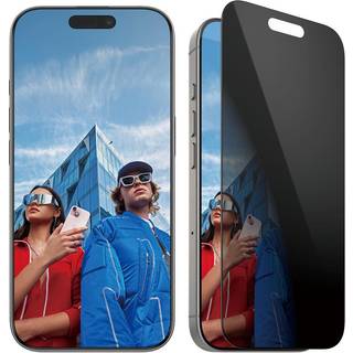 iPhone 16 Pro PanzerGlass Ultra Wide Fit Beskyttelsesglas m. EasyAligner - Privacy - Diamond Strength - Gennemsigtig / Sort Kant