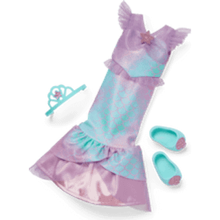 American Girl WellieWishers 14,5-tommer dukke 2-i-1 Sparkly Havfrue-outfit med pandebnd og balletflader til alderen 4+