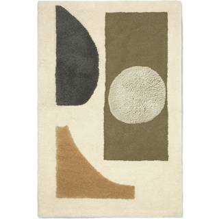 Ferm Living Bloco Tufted Uldgulvtæppe 80x120 Cm t / Offwhite - Uldtæpper Bomuld Grøn - 1104269848