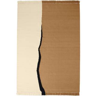 Ferm Living Soil Kelim tæppe Dark sand-off white, 170x240 cm