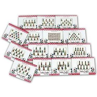 Indien håndværk 6 pakker- 60 flerfarvede lange bindis pande tika ansigt juveler