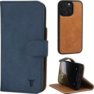 iPhone 16 Pro Max Leather Wallet Case (with Detachable Cover & MagSafe Compatible) - Nubuck / Blue