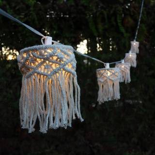 Newgarden lyskæde Mykonos, hvid, IP44 Mykonos, Hvid/opal, Tekstil/stof/silke, Skandinavisk