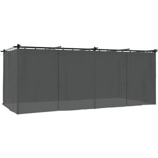 pavillon 6x3 m med gardiner stål antracitgrå