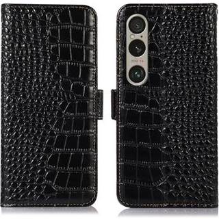 Sony Xperia 1 VI Crocodile Series Læderpung med RFID - Sort