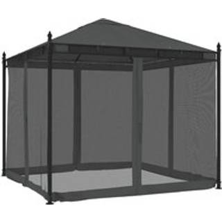 Pavillon 2,93X2,93 M Meshvægge Stål Farvet - Antracitgrå