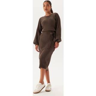 Round Neck Rib Knitted Midi Dress